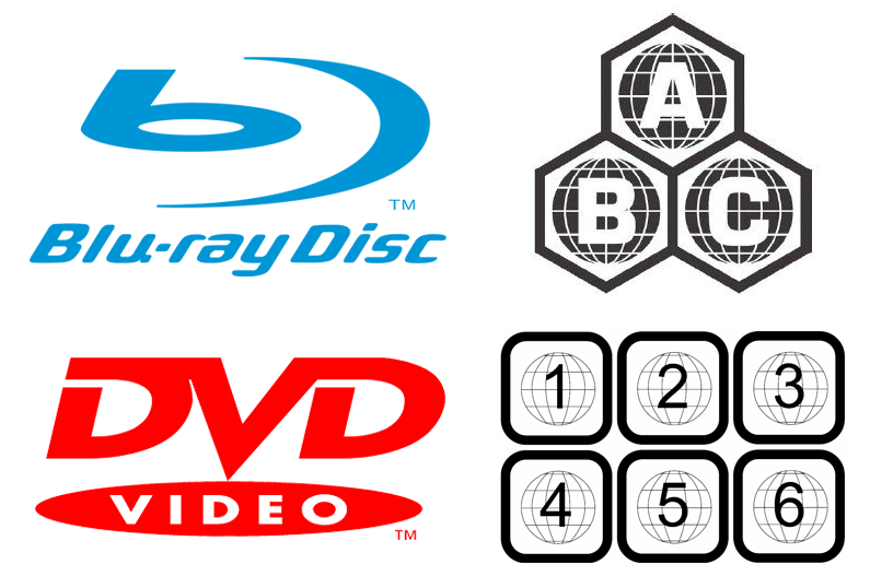 Blu-ray and DVD region code symbols