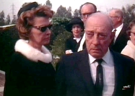 Buster Keaton and his wife Eleanor at Stan Laurel’s funeral