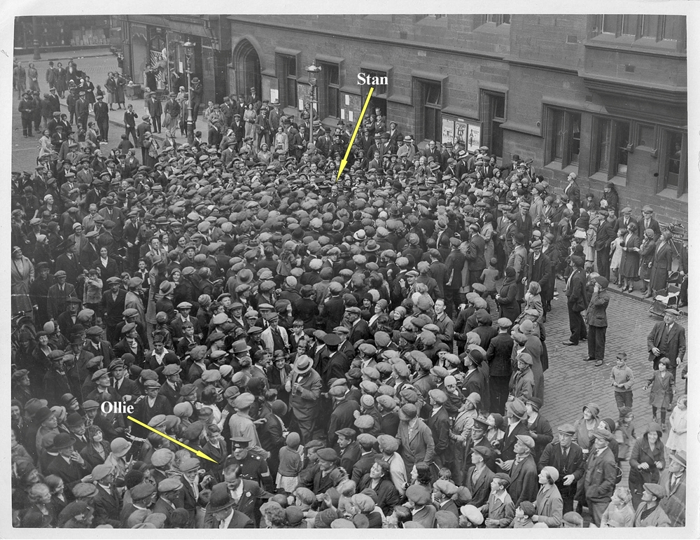 One of the many crowds that gathered to greet Stan Laurel on his return to North Shields with Oliver Hardy in 1932