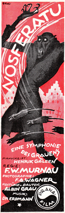 Nosferatu (1922) insert poster by Albin Grau, red