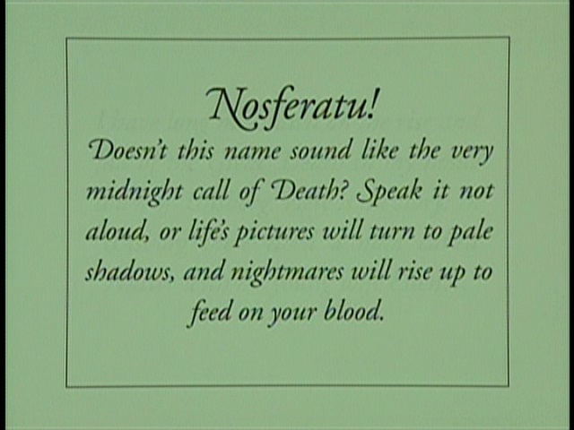 Nosferatu (1922), 1991 Shepard version English opening intertitle, US Image 1997 DVD