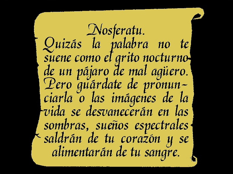 Nosferatu (1922), 1995 restoration Spanish opening intertitle, Spanish Divisa 2002 DVD