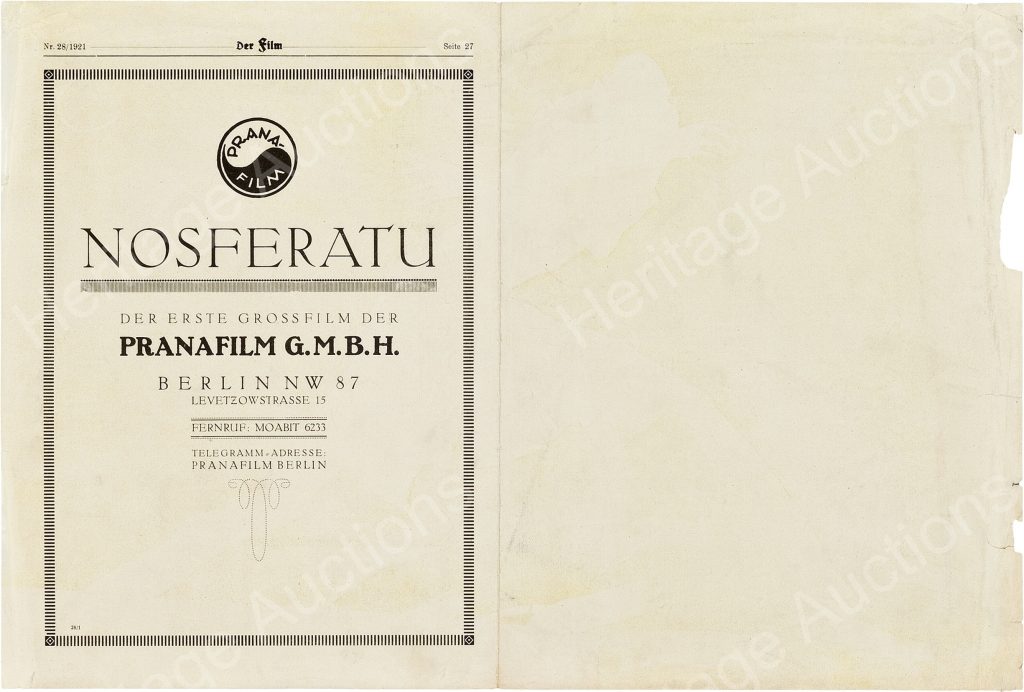 Nosferatu (1922) German poster by Albin Grau, rear