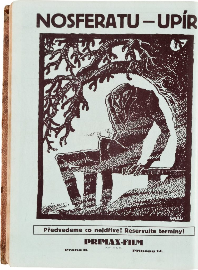 Upír [Vampire] Nosferatu (1922) Primax-Film advert with Albin Grau artwork in Czech film exhibitors' book, c. 1926