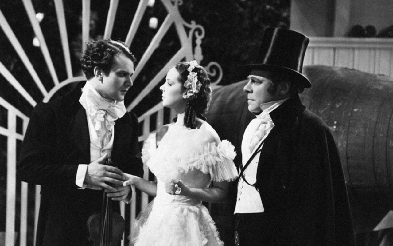 L-R: Esmond Knight, Jessie Matthews and Edmund Gwenn in Waltzes from Vienna (1934, dir. Alfred Hitchcock)