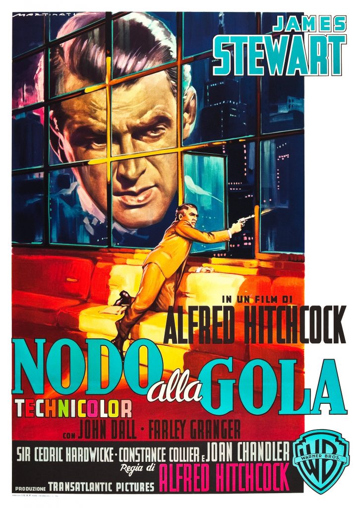 Rope aka Nodo alla gola (1948, dir. Alfred Hitchcock) Italian poster by Luigi Martinati