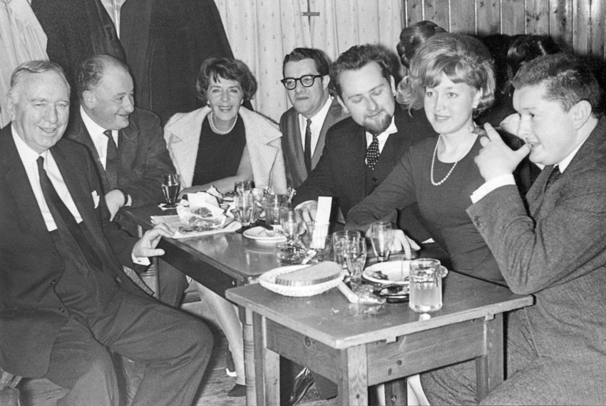Busby Berkeley, (unknown), Ruby Keeler, Rohauer, Peter Konlechner, Helga Konlechner and Peter Kubelka at the Austrian Film Museum, 12.1965